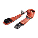 Orange strap with metal clamps on a white background