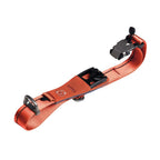 Orange dog collar with black hardware on a white background
