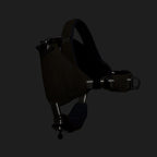 Dark leather harness with reflective elements on a black background